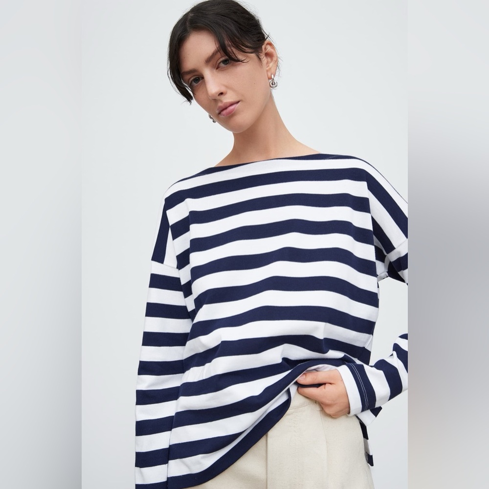 Kowtow Breton Sweater in Navy/White Stripe